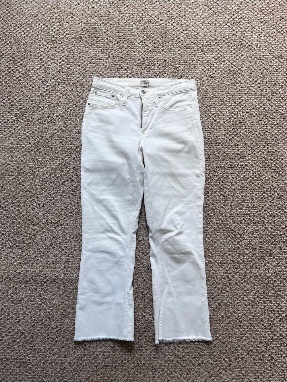 J. Crew White Ankle Crop Straight Jeans